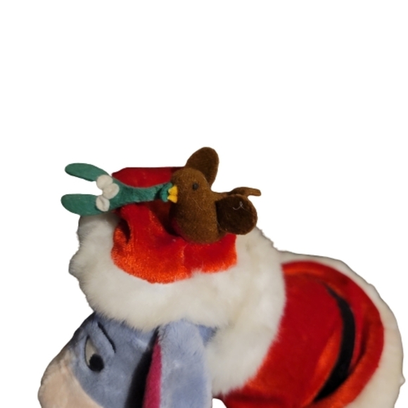 Disney EEYORE  Santa eeyore in a Santa suit and hat bird on head stuffed Animal - Picture 5 of 12